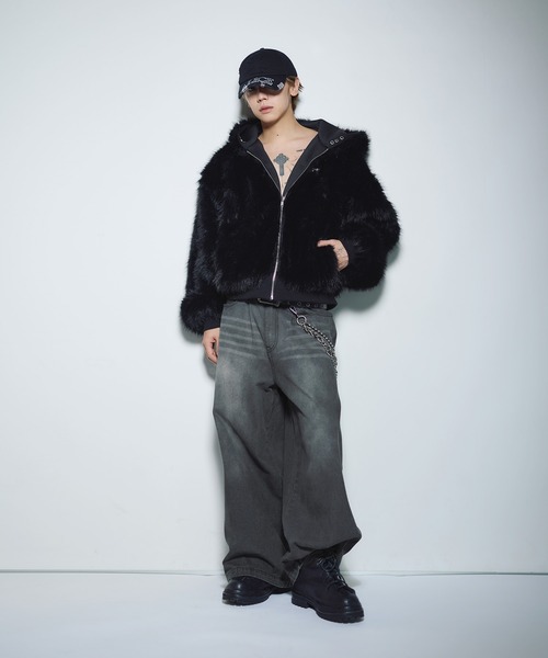 セール】ファーリバーシブルフードジャケット【UNISEX】（その他