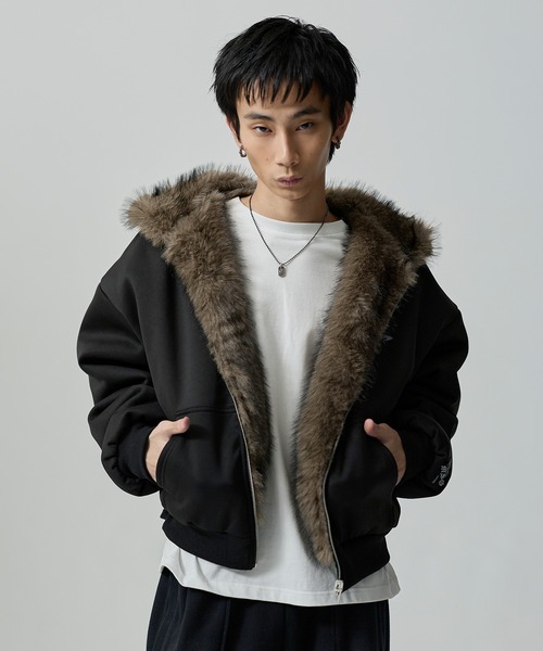 セール】ファーリバーシブルフードジャケット【UNISEX】（その他