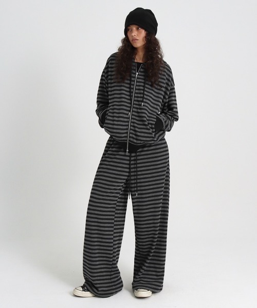 CHANEL ブラック スエットパンツ ストライプ B-BASIC] ストライプバンディングパンツ（スウェットパンツ）｜BLACKUP