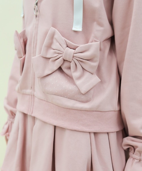 axes femme POETIQUE（アクシーズファムポエティック）の「ドットチュール使いパーカー（カーディガン/ボレロ・レディース・ブラック/ピンク・MEDIUM）」の12枚目の写真