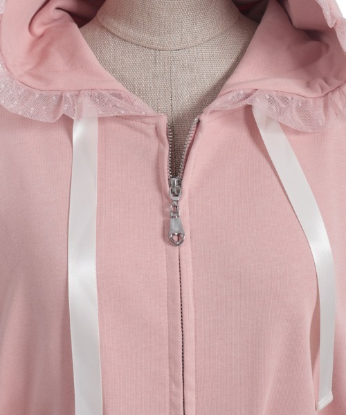 axes femme POETIQUE（アクシーズファムポエティック）の「ドットチュール使いパーカー（カーディガン/ボレロ・レディース・ブラック/ピンク・MEDIUM）」の20枚目の写真