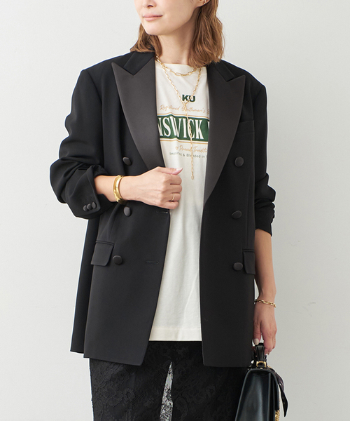 Deuxieme Classe（ドゥーズィエムクラス）の「トリアセジョーゼット タキシードジャケット（その他アウター・レディース・ブラック・FREE）」の2枚目の写真