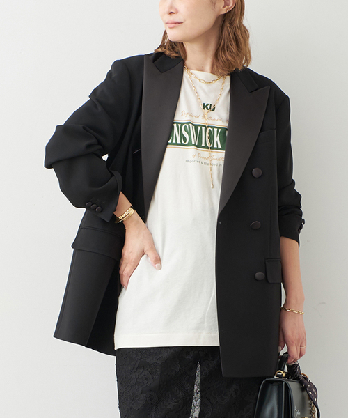 Deuxieme Classe（ドゥーズィエムクラス）の「トリアセジョーゼット タキシードジャケット（その他アウター・レディース・ブラック・FREE）」の3枚目の写真