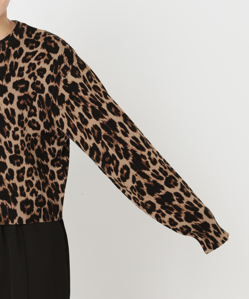 追加2 レオパード プリントクルーネックカーディガン（カーディガン