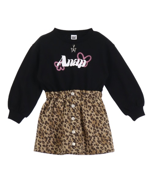 ANAP kids(アナップキッズ)の「ネックレスミエレイヤードワンピース(ワンピース・キッズ・ブラック/ラベンダー・130/120/110)」の14枚目の写真
