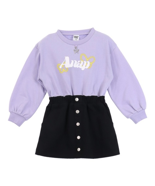 ANAP kids(アナップキッズ)の「ネックレスミエレイヤードワンピース(ワンピース・キッズ・ブラック/ラベンダー・130/120/110)」の15枚目の写真