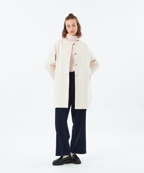 MACKINTOSH PHILOSOPHY（ﾏｯｷﾝﾄｯｼｭ ﾌｨﾛｿﾌｨｰ）の「【WELBURY NO COLLAR（ウェルベリーノーカラー）】ウールメルトン製（ノーカラーコート・レディース・チャコールグレー/オフホワイト/ブラウン/ダークネイビー・38/36）」の5枚目の写真