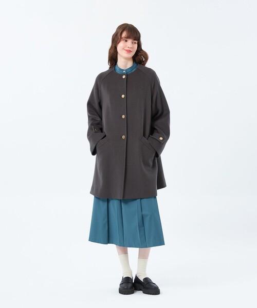 MACKINTOSH PHILOSOPHY（ﾏｯｷﾝﾄｯｼｭ ﾌｨﾛｿﾌｨｰ）の「【WELBURY NO COLLAR（ウェルベリーノーカラー）】ウールメルトン製（ノーカラーコート・レディース・チャコールグレー/オフホワイト/ブラウン/ダークネイビー・38/36）」の6枚目の写真