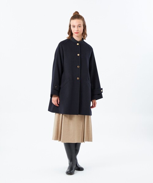 MACKINTOSH PHILOSOPHY（ﾏｯｷﾝﾄｯｼｭ ﾌｨﾛｿﾌｨｰ）の「【WELBURY NO COLLAR（ウェルベリーノーカラー）】ウールメルトン製（ノーカラーコート・レディース・チャコールグレー/オフホワイト/ブラウン/ダークネイビー・38/36）」の7枚目の写真