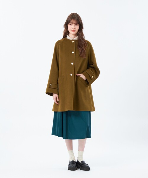 MACKINTOSH PHILOSOPHY（ﾏｯｷﾝﾄｯｼｭ ﾌｨﾛｿﾌｨｰ）の「【WELBURY NO COLLAR（ウェルベリーノーカラー）】ウールメルトン製（ノーカラーコート・レディース・チャコールグレー/オフホワイト/ブラウン/ダークネイビー・38/36）」の8枚目の写真