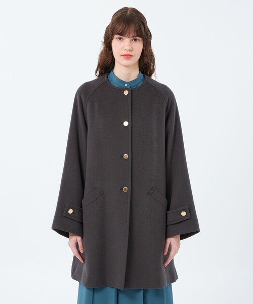 MACKINTOSH PHILOSOPHY（ﾏｯｷﾝﾄｯｼｭ ﾌｨﾛｿﾌｨｰ）の「【WELBURY NO COLLAR（ウェルベリーノーカラー）】ウールメルトン製（ノーカラーコート・レディース・チャコールグレー/オフホワイト/ブラウン/ダークネイビー・38/36）」の9枚目の写真