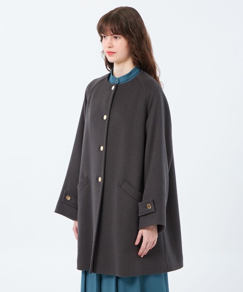 MACKINTOSH PHILOSOPHY（ﾏｯｷﾝﾄｯｼｭ ﾌｨﾛｿﾌｨｰ）の「【WELBURY NO COLLAR（ウェルベリーノーカラー）】ウールメルトン製（ノーカラーコート・レディース・チャコールグレー/オフホワイト/ブラウン/ダークネイビー・38/36）」の10枚目の写真