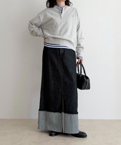 fredy emue(フレディエミュ)の「ロールアップデニムロングスカート(デニムスカート・レディース・キナリ/ブラック/インディゴブルー・マルチサイズ)」の15枚目の写真