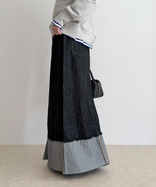 fredy emue(フレディエミュ)の「ロールアップデニムロングスカート(デニムスカート・レディース・キナリ/ブラック/インディゴブルー・マルチサイズ)」の18枚目の写真