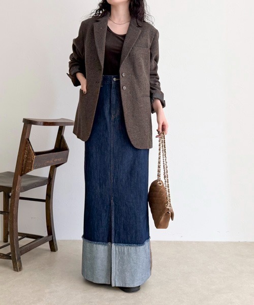 fredy emue(フレディエミュ)の「ロールアップデニムロングスカート(デニムスカート・レディース・キナリ/ブラック/インディゴブルー・マルチサイズ)」の21枚目の写真