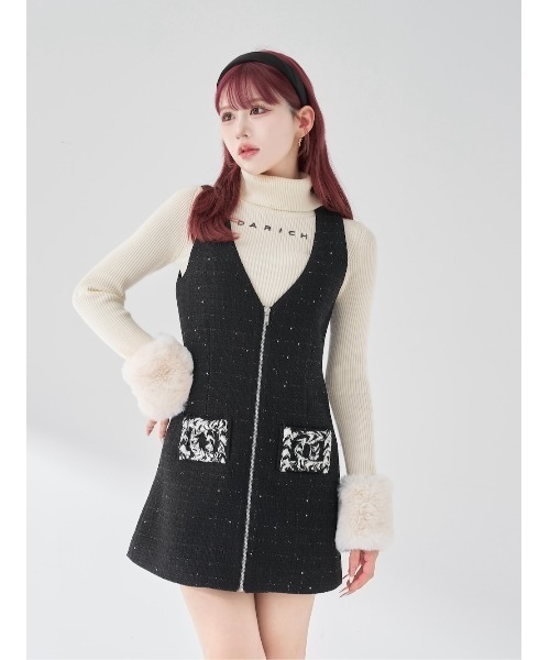 Darich フロントファスナーツイードミニワンピース フロントファスナーツイードミニワンピース（ワンピース