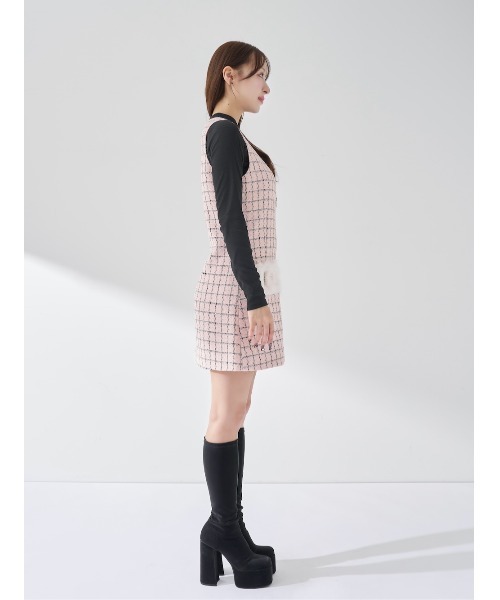 フロントファスナーツイードミニワンピース（ワンピース