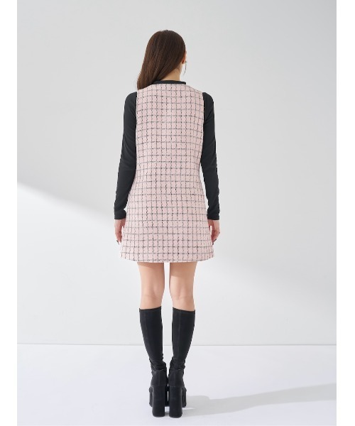 【値下げ】新品未使用タグ付 Darichフロントファスナーツイードミニワンピース フロントファスナーツイードミニワンピース（ワンピース