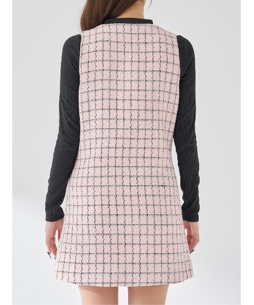 フロントファスナーツイードミニワンピース（ワンピース