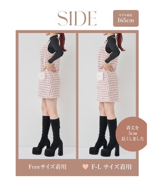 フロントファスナーツイードミニワンピース（ワンピース