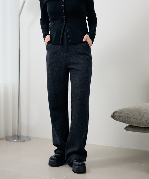 cotton wool blend straight pants /コットンウールブレンドストレートパンツ