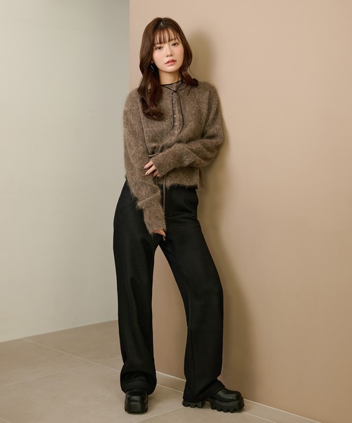 LAULEN(ローレン)の「cotton wool blend straight pants /コットンウールブレンドストレートパンツ(その他パンツ・レディース・キャメル/ブラウン/チャコールグレー/ブラック・M/S)」の18枚目の写真