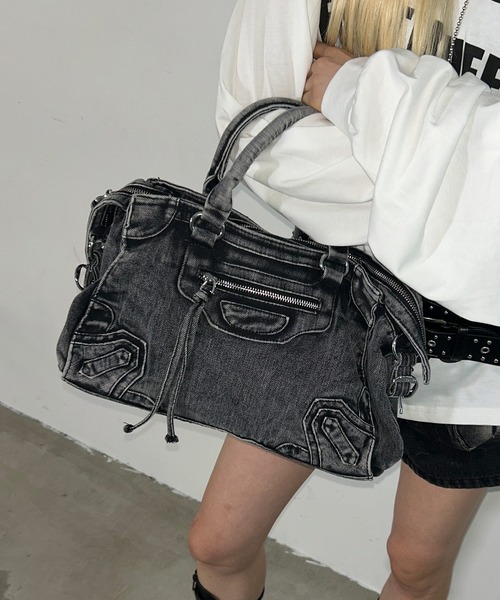 .KOM(ドットコム)の「A'GEM/9 × .kom 『.KOM/ドットケーオーエム』 Washed Denim Handbag/ウォッシュデニム ハンドバッグ(ハンドバッグ・レディース・ブルー/ブラック・FREE)」の16枚目の写真