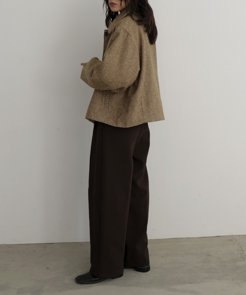 hellam（へラム）の「チェックショートジャケット（その他アウター・レディース・ダークブラウン/ブラウン/ベージュ・FREE）」の5枚目の写真