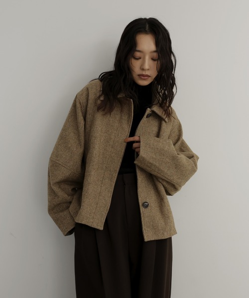 hellam（へラム）の「チェックショートジャケット（その他アウター・レディース・ダークブラウン/ブラウン/ベージュ・FREE）」の11枚目の写真