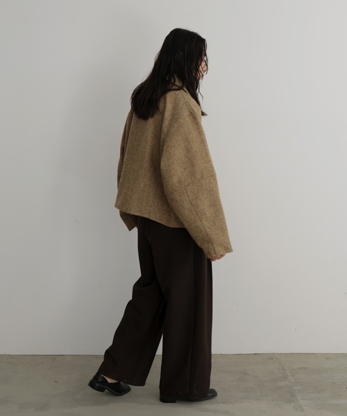 hellam（へラム）の「チェックショートジャケット（その他アウター・レディース・ダークブラウン/ブラウン/ベージュ・FREE）」の13枚目の写真