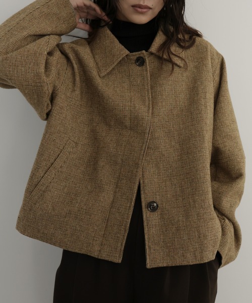 tageechita　バルーンヘム デザインショートジャケット セール】layered design short jacket / レイヤードデザイン