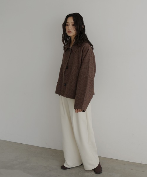 hellam（へラム）の「チェックショートジャケット（その他アウター・レディース・ダークブラウン/ブラウン/ベージュ・FREE）」の8枚目の写真