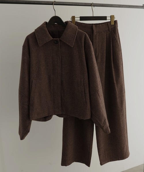 hellam（へラム）の「チェックショートジャケット（その他アウター・レディース・ダークブラウン/ブラウン/ベージュ・FREE）」の19枚目の写真