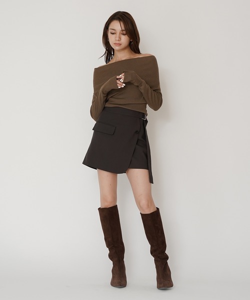 KINO THE KEI(キノザケイ)の「2WAY ラップスカート KINO THE KEI(スカート・レディース・ホワイト/ダークブラウン/チャコールグレー・S/M)」の20枚目の写真
