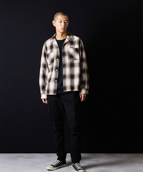 NUMBER (N)INE（ナンバーナイン）の「BRUSHED COTTON OMBRE PLAID FLANNEL OPEN COLLAR SHIRT / コットン オンブレー チェック ロゴ刺繍 オープンカラー シャツ（シャツ/ブラウス・メンズ・ベージュ/グレー・2/3/4）」の18枚目の写真