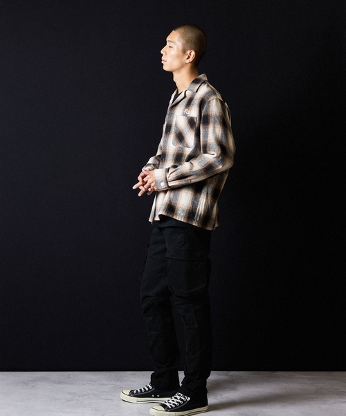 NUMBER (N)INE（ナンバーナイン）の「BRUSHED COTTON OMBRE PLAID FLANNEL OPEN COLLAR SHIRT / コットン オンブレー チェック ロゴ刺繍 オープンカラー シャツ（シャツ/ブラウス・メンズ・ベージュ/グレー・2/3/4）」の19枚目の写真