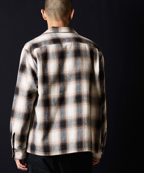 NUMBER (N)INE（ナンバーナイン）の「BRUSHED COTTON OMBRE PLAID FLANNEL OPEN COLLAR SHIRT / コットン オンブレー チェック ロゴ刺繍 オープンカラー シャツ（シャツ/ブラウス・メンズ・ベージュ/グレー・2/3/4）」の17枚目の写真