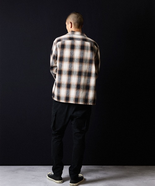 NUMBER (N)INE（ナンバーナイン）の「BRUSHED COTTON OMBRE PLAID FLANNEL OPEN COLLAR SHIRT / コットン オンブレー チェック ロゴ刺繍 オープンカラー シャツ（シャツ/ブラウス・メンズ・ベージュ/グレー・2/3/4）」の20枚目の写真