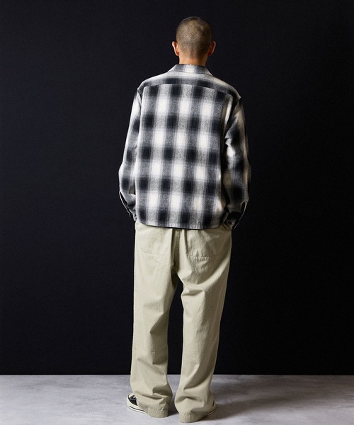 NUMBER (N)INE（ナンバーナイン）の「BRUSHED COTTON OMBRE PLAID FLANNEL OPEN COLLAR SHIRT / コットン オンブレー チェック ロゴ刺繍 オープンカラー シャツ（シャツ/ブラウス・メンズ・ベージュ/グレー・2/3/4）」の11枚目の写真