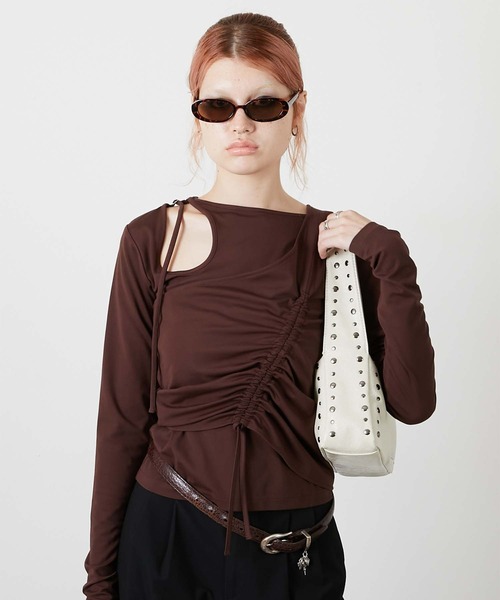 led.tokyo(レッドトウキョウ)の「【led.tokyo】bustier set tops/ビスチェセットアップ(キャミソール・レディース・チャコールグレー/ブラック/ブラウン・FREE)」の4枚目の写真