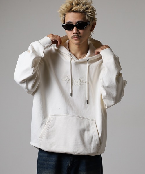 GUESS JEANS（ゲスジーンズ）の「GUESS JEANS GJ HOOD OS 3D EMBRO SCRIPT LOGO SWEAT ゲス プルオーバースウェットフーディ（パーカー・メンズ・ネイビー/アイボリー・L/S/M）」の18枚目の写真