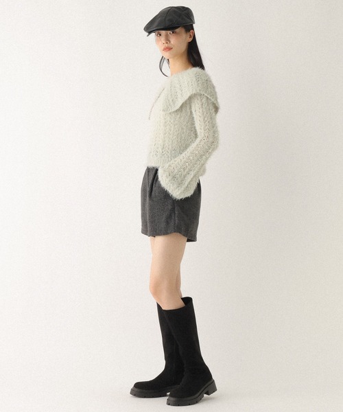 Heather（ヘザー）の「ハイウエストヘリンボーンショートパンツ　611451（その他パンツ・レディース・グレー/ブラウン/ベージュ・S/M）」の5枚目の写真