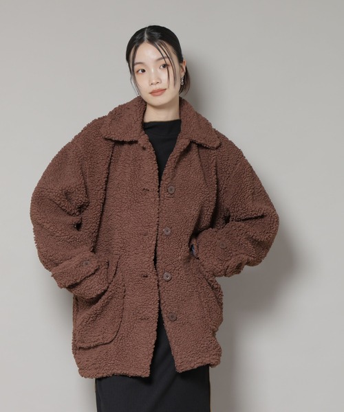 UNIVERSAL OVERALL(ユニバーサルオーバーオール)の「UNIVERSAL OVERALL/BOA HALF COAT(ステンカラーコート・レディース・ブラック/ブラウン・FREE)」の1枚目の写真