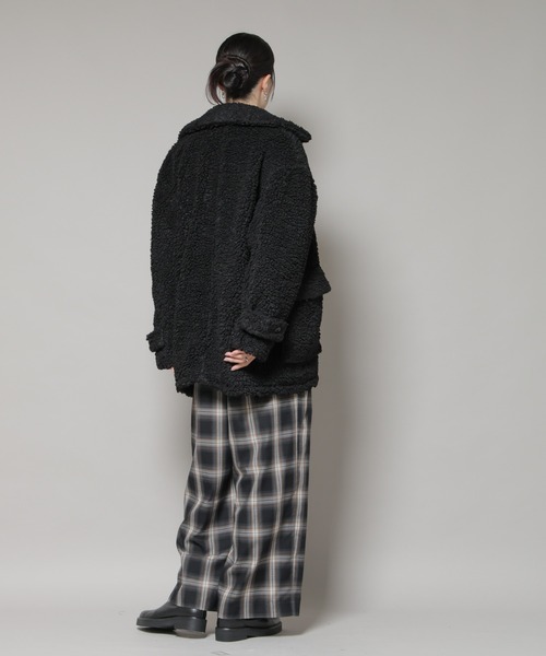UNIVERSAL OVERALL(ユニバーサルオーバーオール)の「UNIVERSAL OVERALL/BOA HALF COAT(ステンカラーコート・レディース・ブラック/ブラウン・FREE)」の14枚目の写真