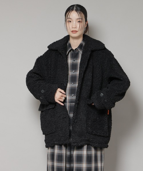 UNIVERSAL OVERALL(ユニバーサルオーバーオール)の「UNIVERSAL OVERALL/BOA HALF COAT(ステンカラーコート・レディース・ブラック/ブラウン・FREE)」の11枚目の写真