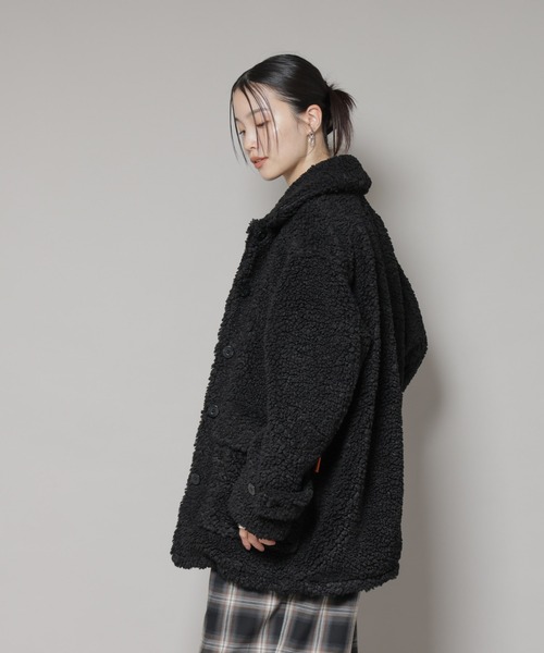 UNIVERSAL OVERALL(ユニバーサルオーバーオール)の「UNIVERSAL OVERALL/BOA HALF COAT(ステンカラーコート・レディース・ブラック/ブラウン・FREE)」の12枚目の写真