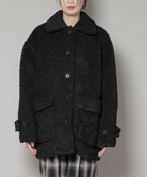 UNIVERSAL OVERALL(ユニバーサルオーバーオール)の「UNIVERSAL OVERALL/BOA HALF COAT(ステンカラーコート・レディース・ブラック/ブラウン・FREE)」の17枚目の写真