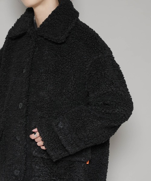 UNIVERSAL OVERALL(ユニバーサルオーバーオール)の「UNIVERSAL OVERALL/BOA HALF COAT(ステンカラーコート・レディース・ブラック/ブラウン・FREE)」の21枚目の写真