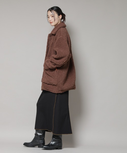 UNIVERSAL OVERALL(ユニバーサルオーバーオール)の「UNIVERSAL OVERALL/BOA HALF COAT(ステンカラーコート・レディース・ブラック/ブラウン・FREE)」の8枚目の写真