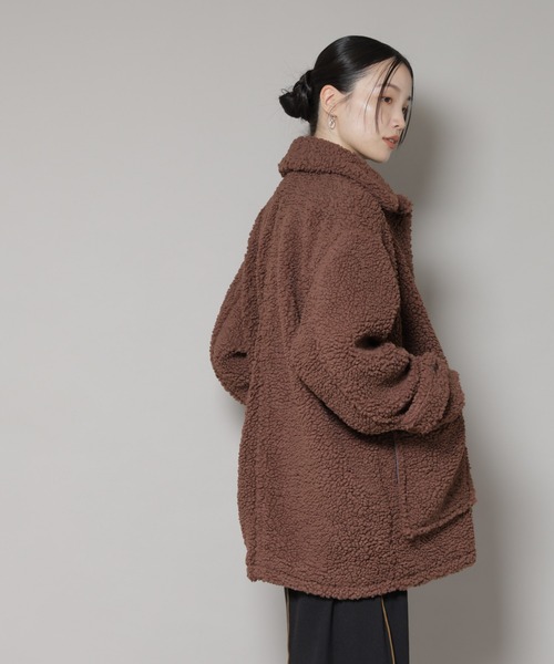 UNIVERSAL OVERALL(ユニバーサルオーバーオール)の「UNIVERSAL OVERALL/BOA HALF COAT(ステンカラーコート・レディース・ブラック/ブラウン・FREE)」の4枚目の写真